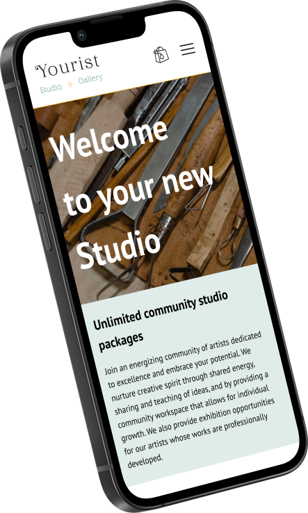 a mockup of the studio's membership page rendered in an iphone 14
